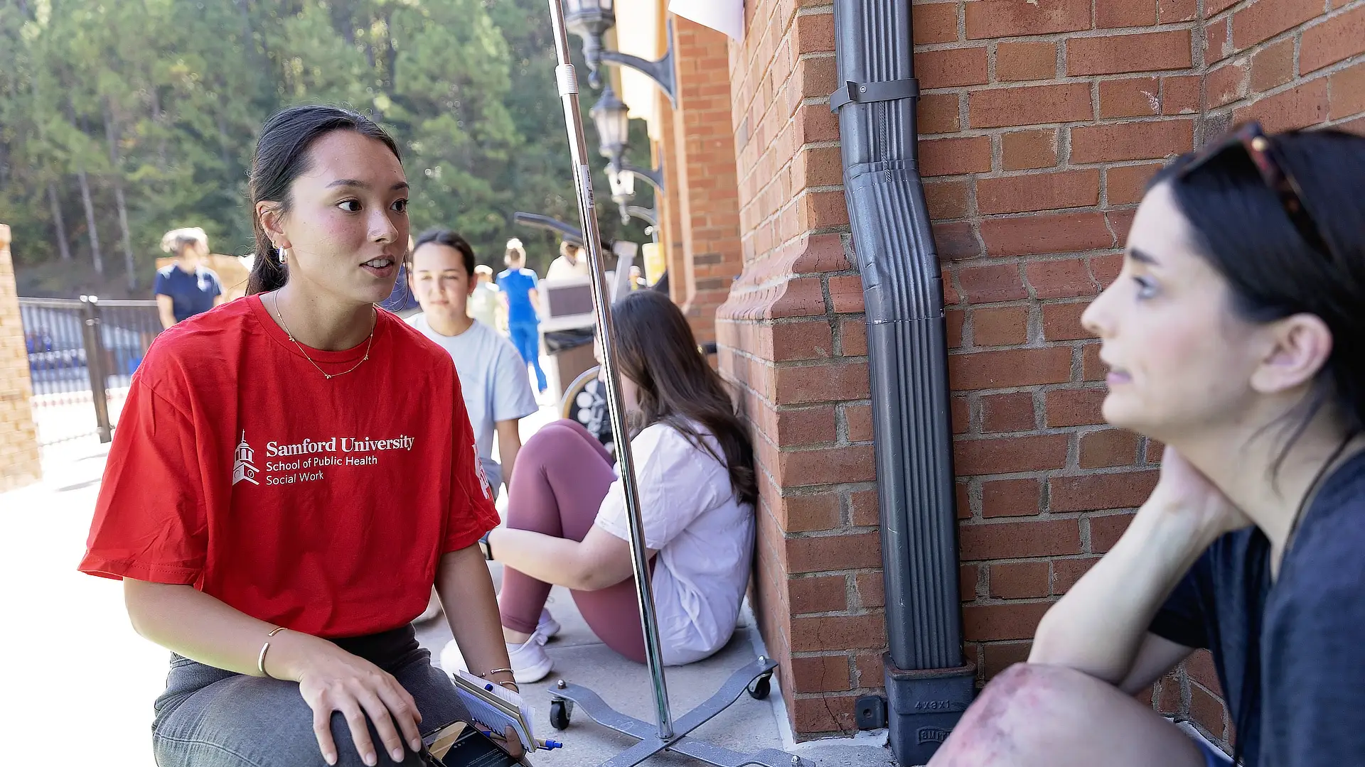 female student talking