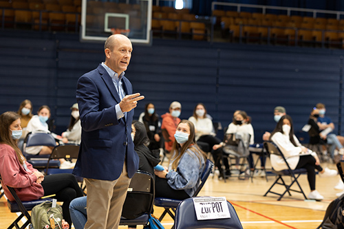 Beck Taylor Talks at Poverty Simulation