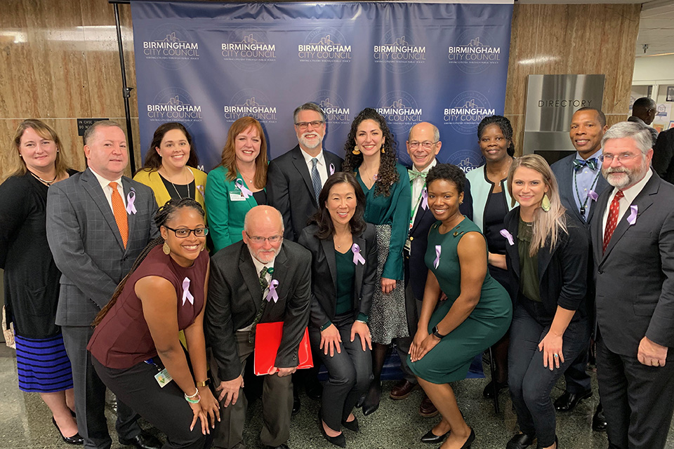 Alumna Grace Okoro at the announcement of the smoke-free health district ordinance  