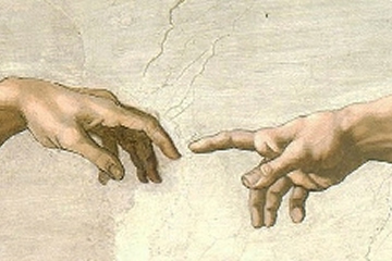 God and Adam Touching Fingers