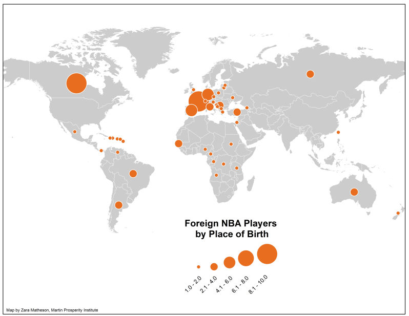NBA Map of International Players