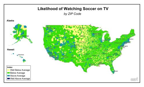 Likelihood of Watching Soccer on TV by ZIP Code