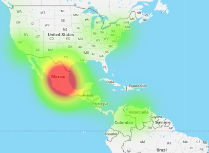 Map of fan locations in Mexico