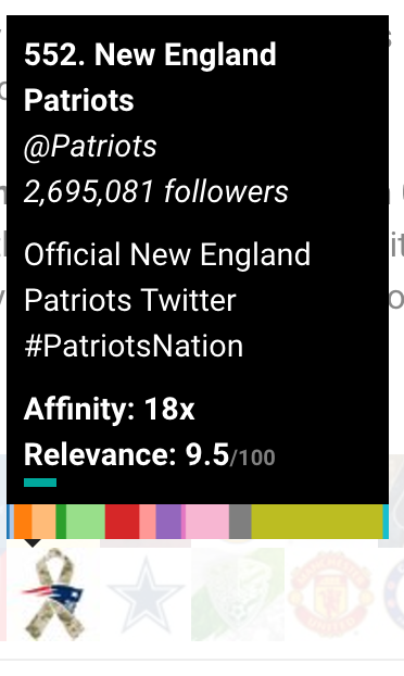 Twitter affinity New England Patriots