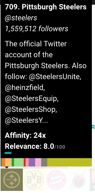 Twitter affinity Pittsburgh Steelers