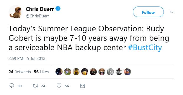 Tweet about Rudy Gobert