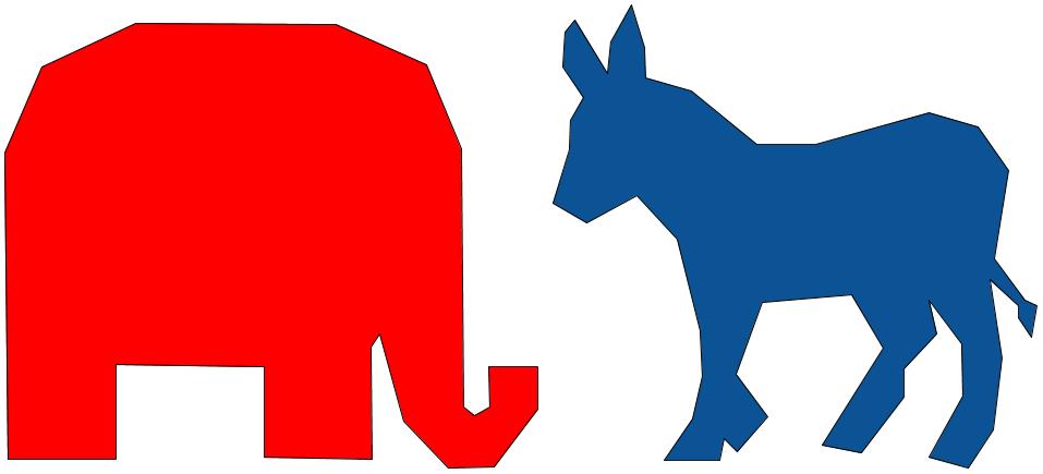 red elephant and blue donkey