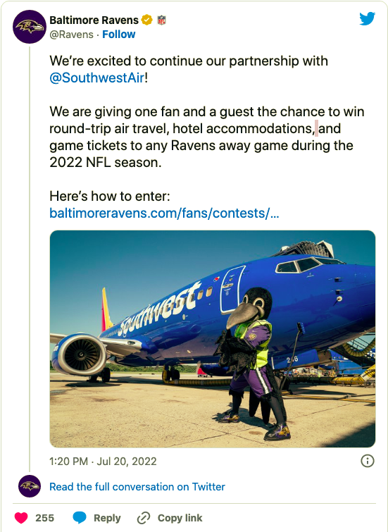 Ravens SWA Tweet