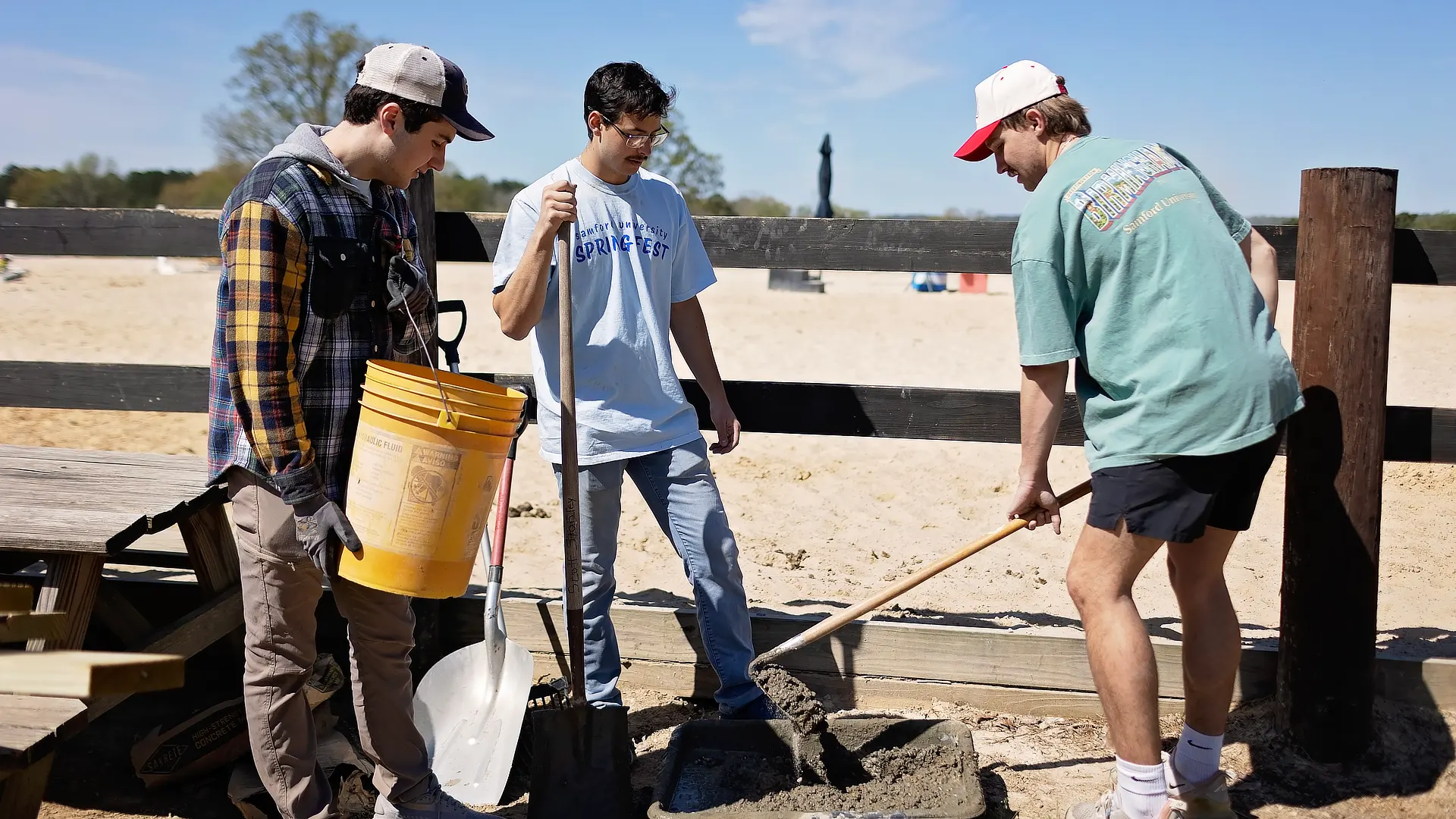 Students Mixing Concrete