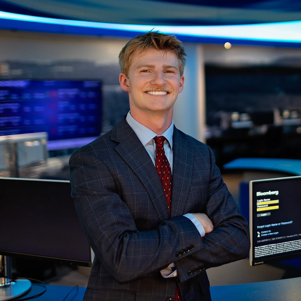 male student in a computer lab