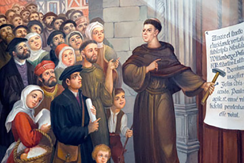 martin luther nailing theses to door